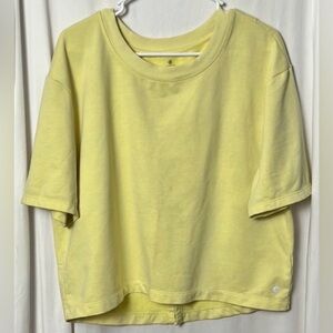 Apana Yellow Active Short Sleeve Slit Back Crop Sweatshirt Size Medium